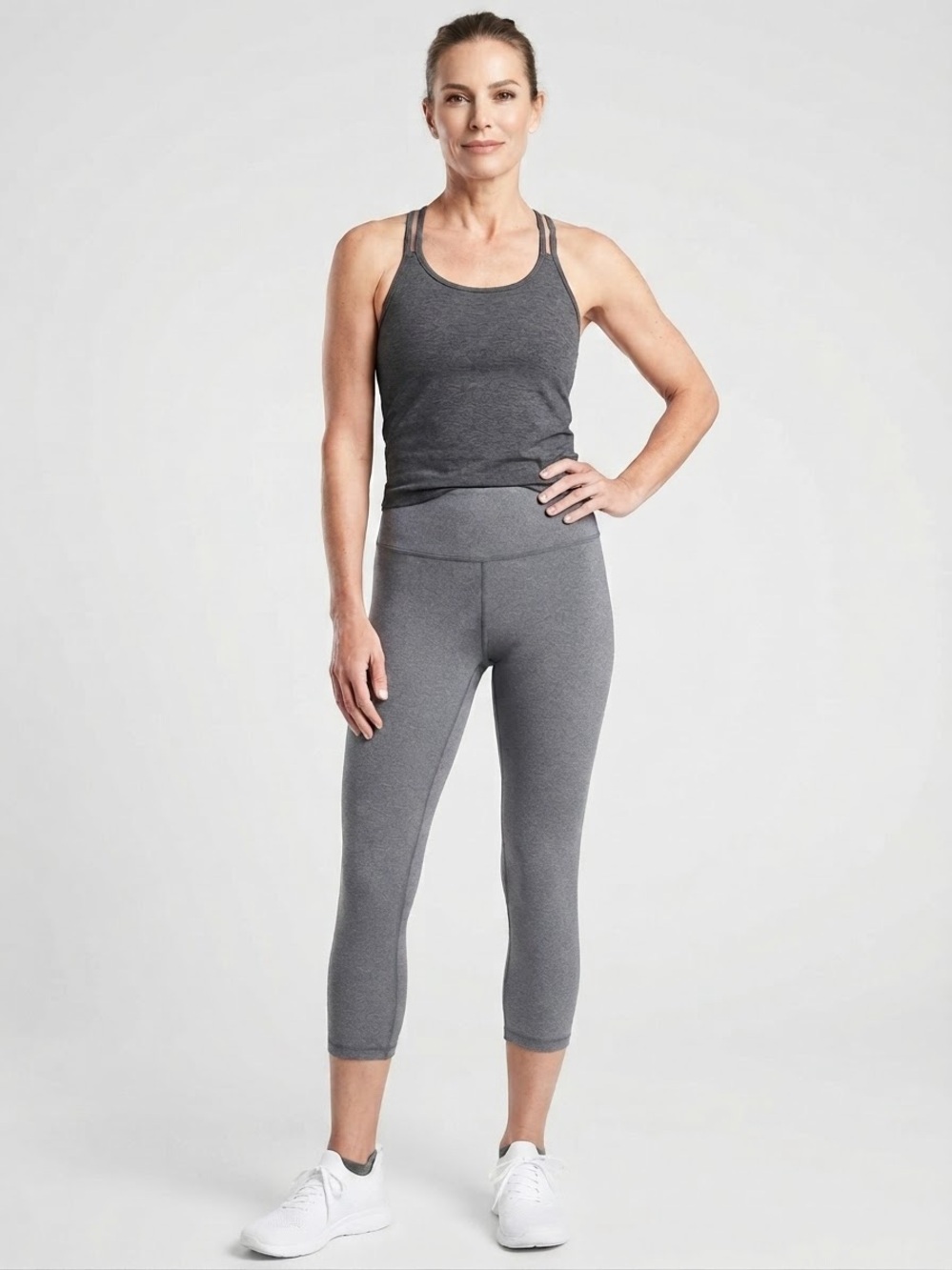 Fabletics Gray High Waisted CroppedCapri Leggings